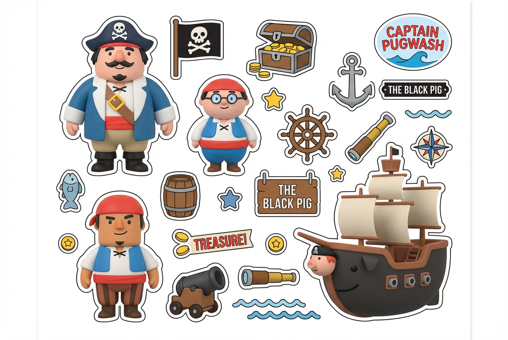 Captain Pugwash cutout sheet