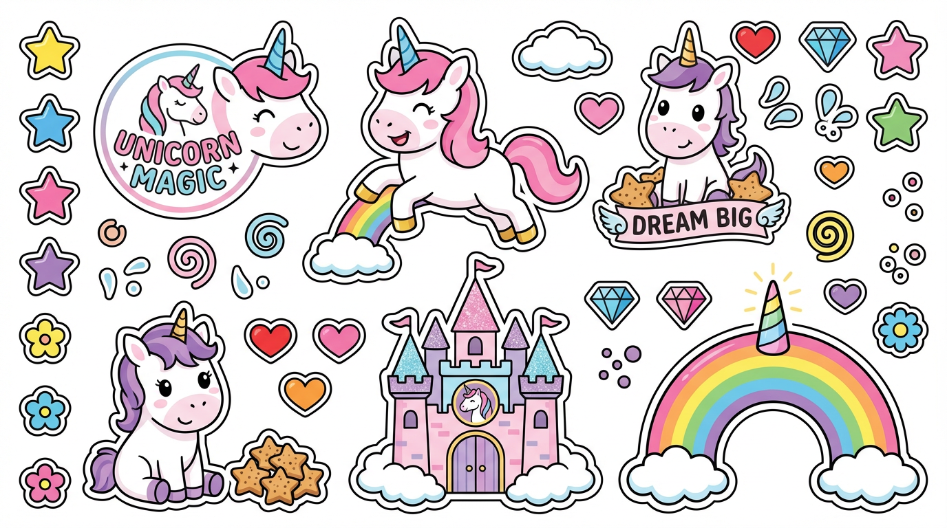 Unicorns cutout sheet
