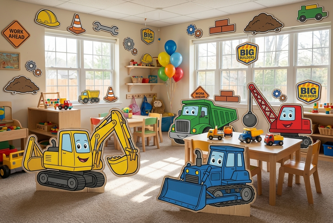 Construction Diggers scene mockup 2