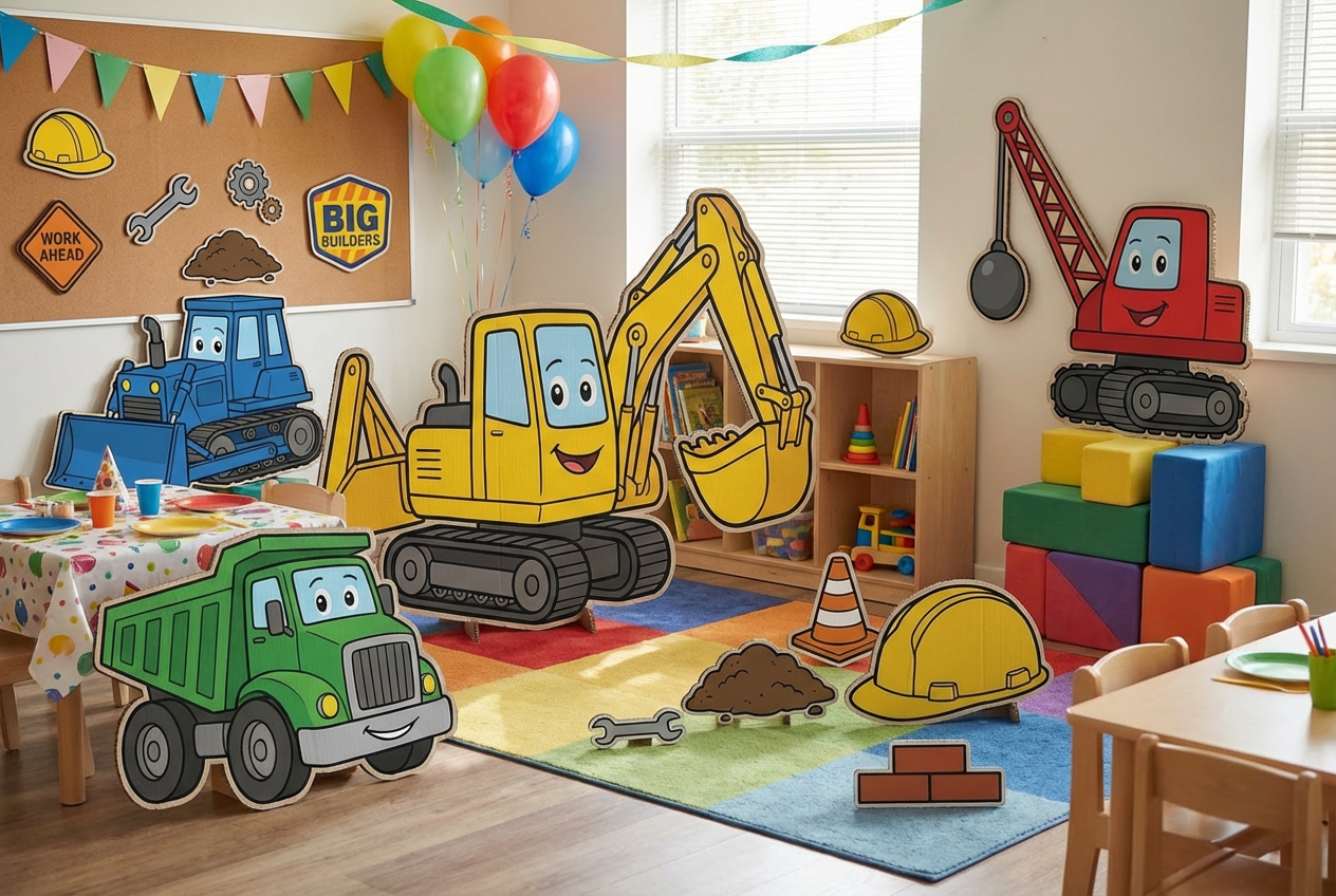 Construction Diggers scene mockup 3