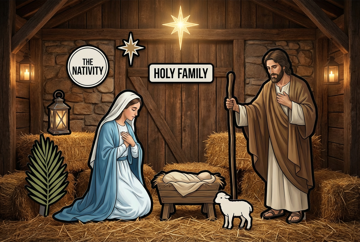 Mary and Joseph, Mary on knees and Joseph standing product showcase