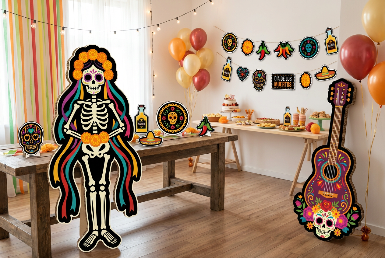 Day of the dead Colourful Mexican party scene mockup 2