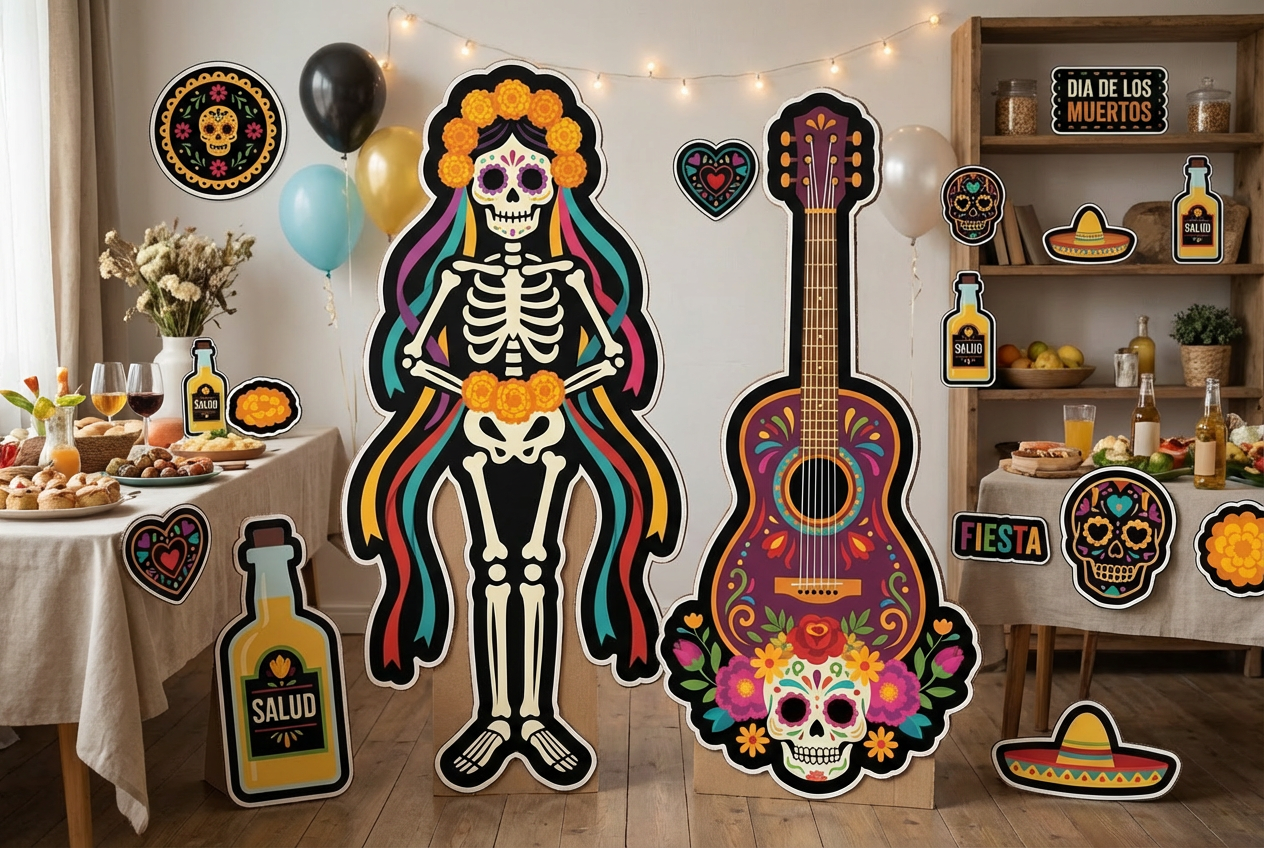 Day of the dead Colourful Mexican party scene mockup 3