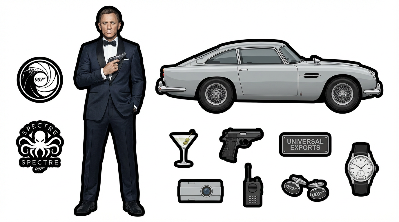 James Bond 007 Standing Figure - Aston Martin Car cutout sheet