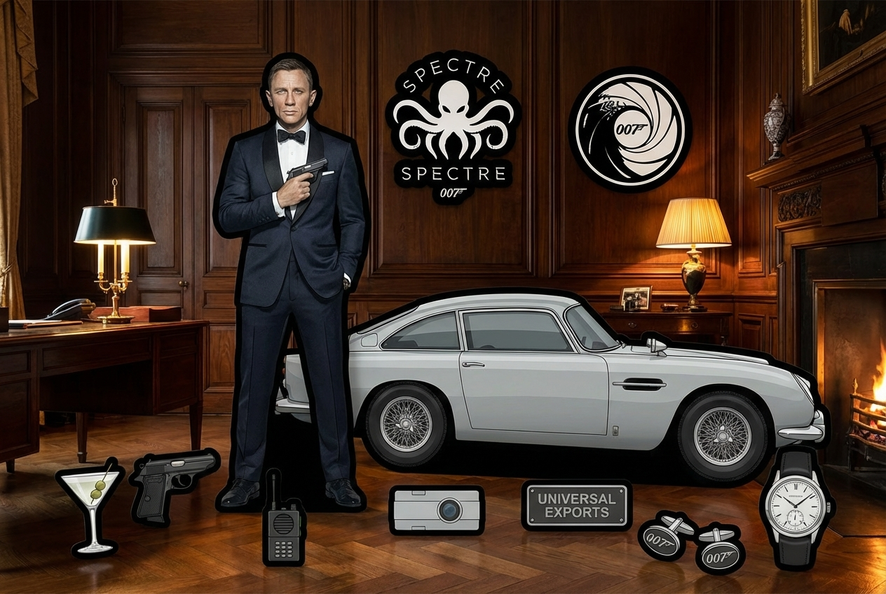James Bond 007 Standing Figure - Aston Martin Car product showcase