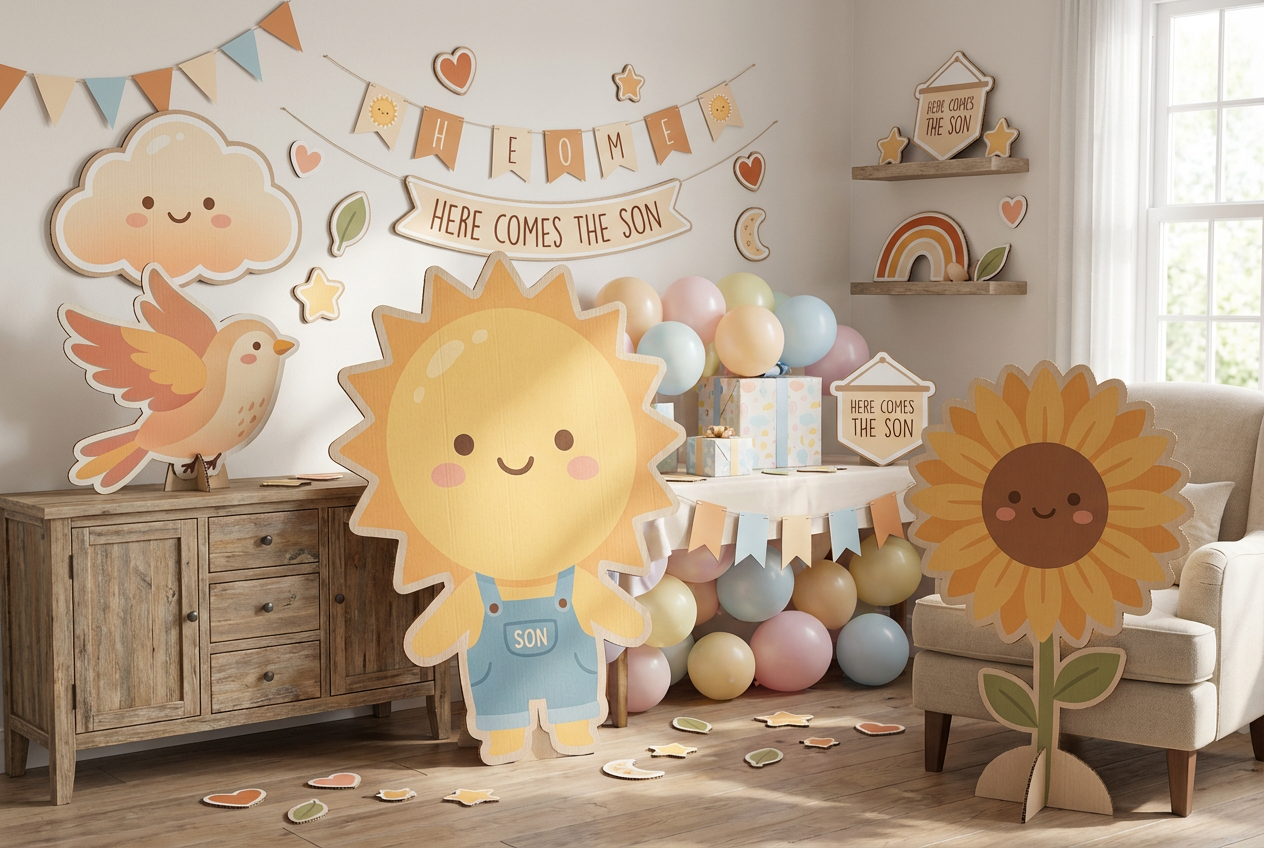 Here Comes The Son, burnt orange sunset theme scene mockup 2