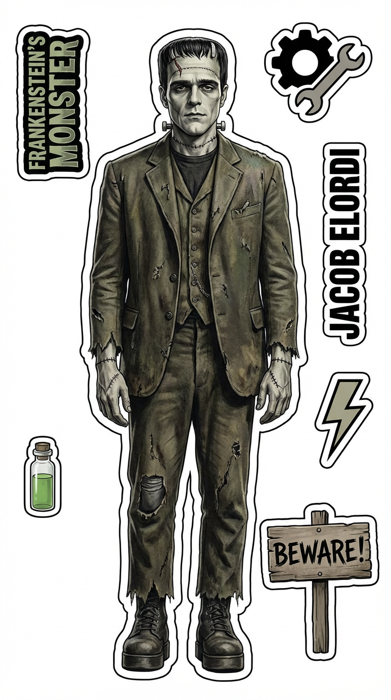 Jacob Elordi - Frankenstein (full body) cutout sheet