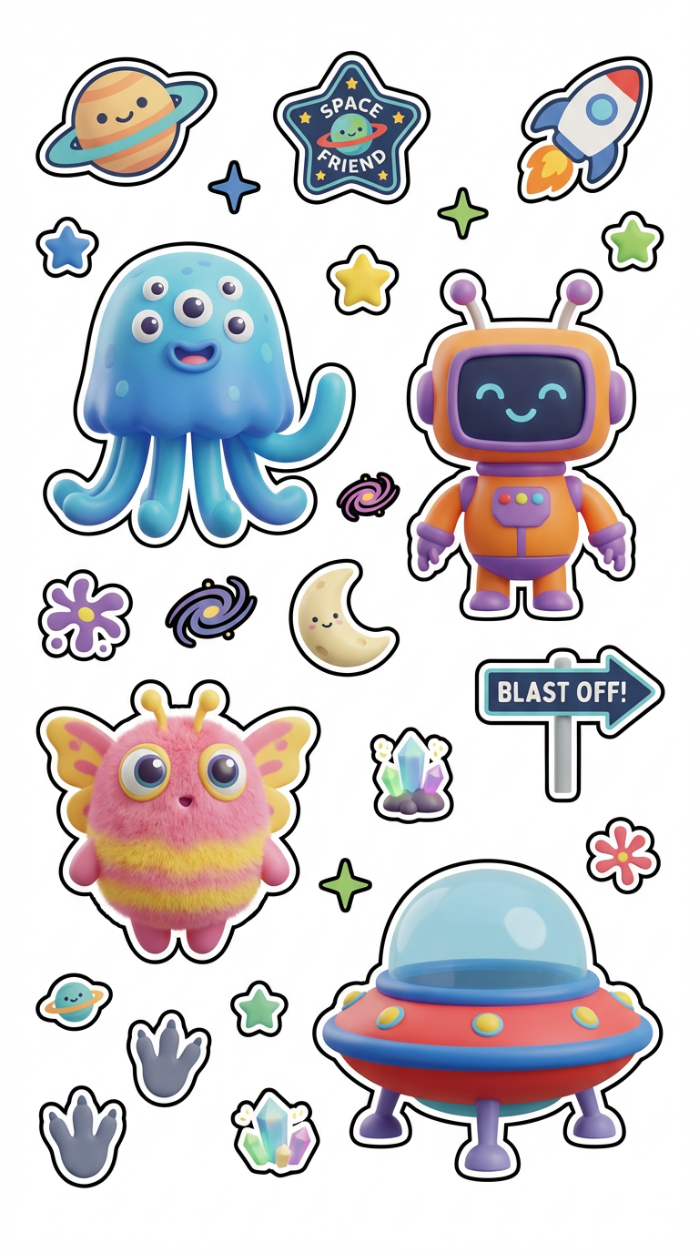 Cute Aliens cutout sheet