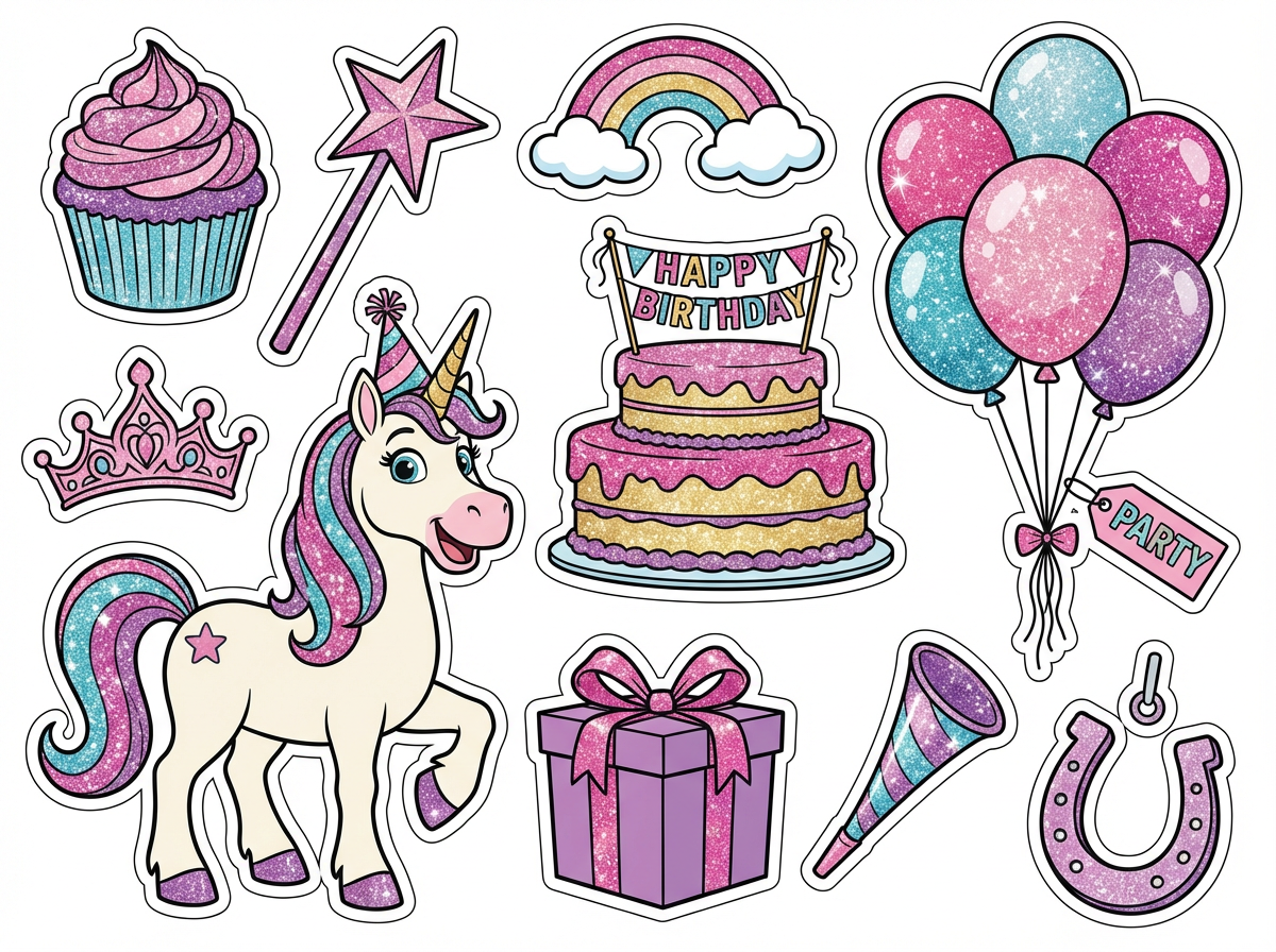 unicorn happy birthday glitter - Main Artwork