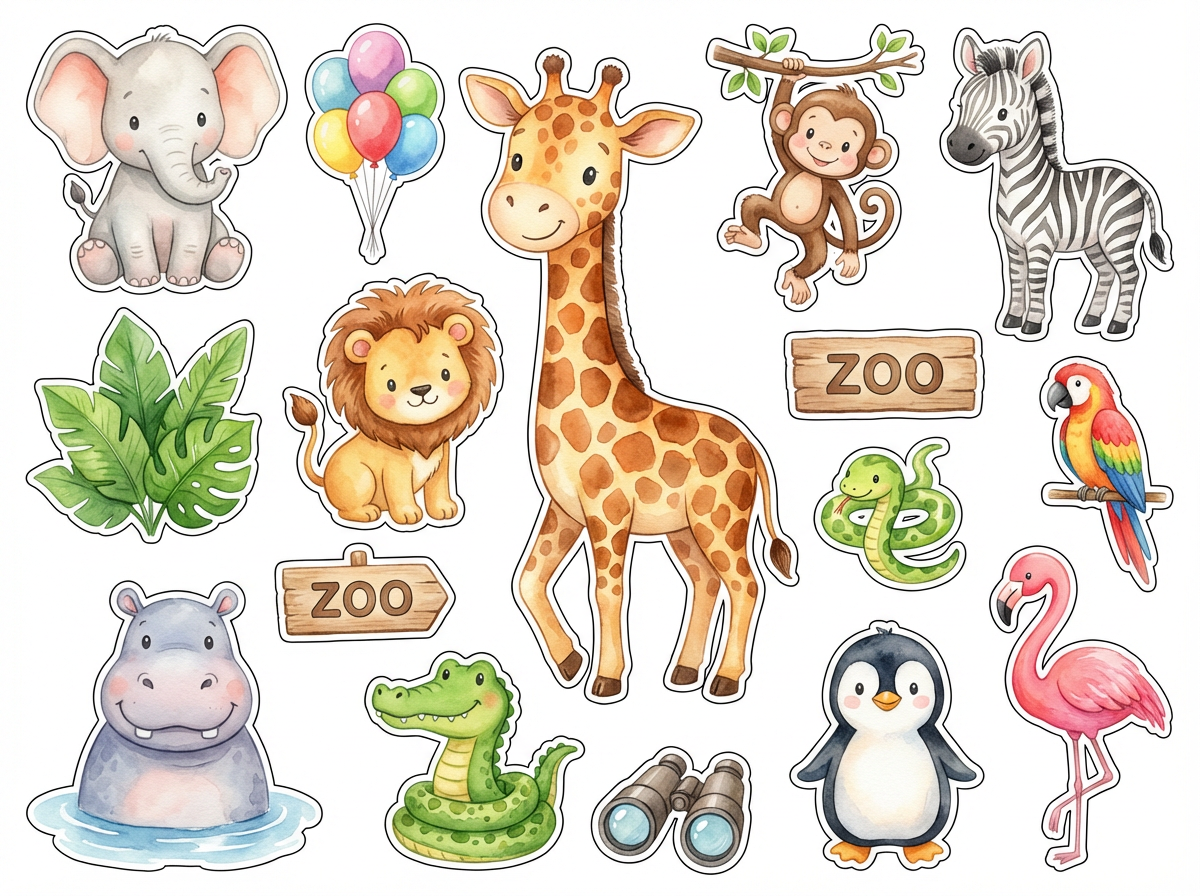 Zoo Animals cutout sheet