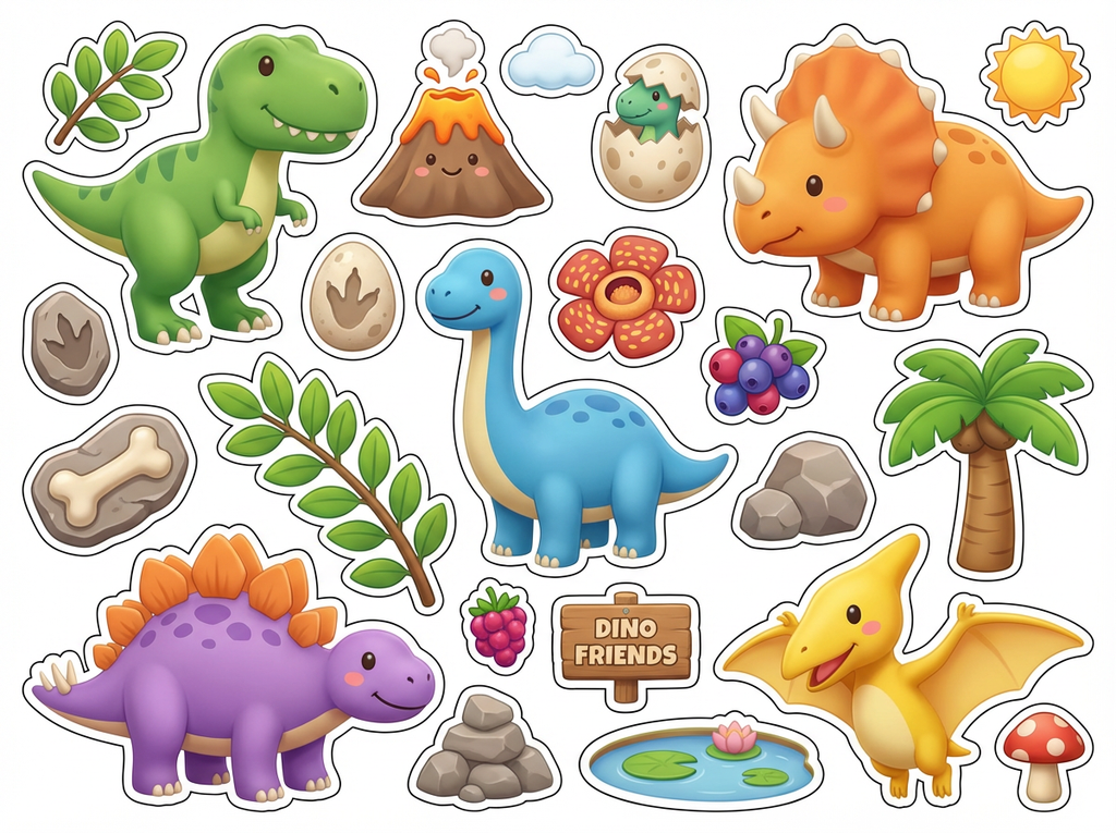 Cute Dinosaur and Friends cutout sheet