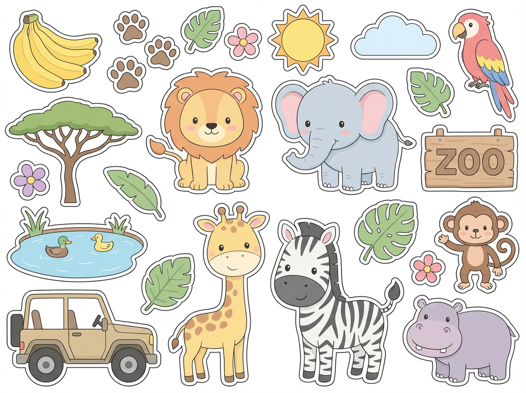 zoo animals  cutout sheet