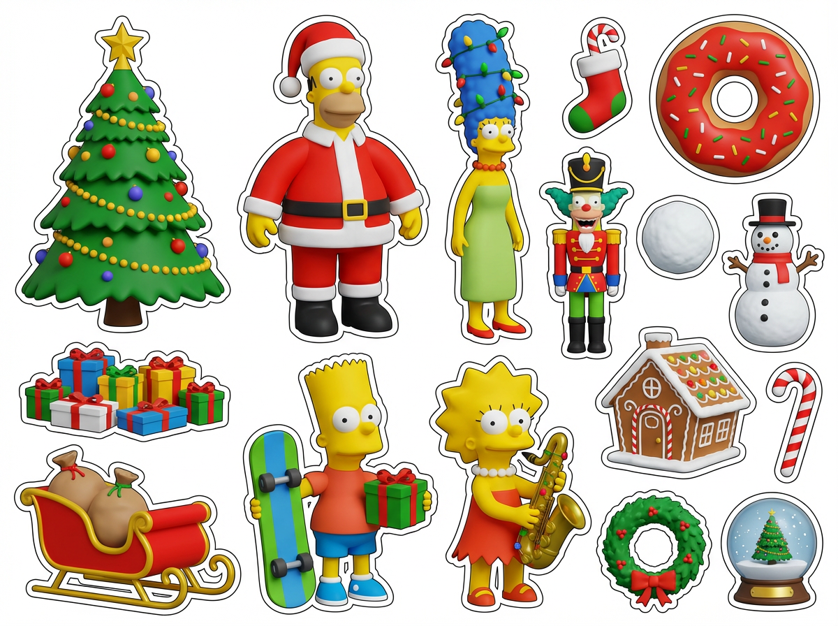 Simpsons Christmas Party cutout sheet
