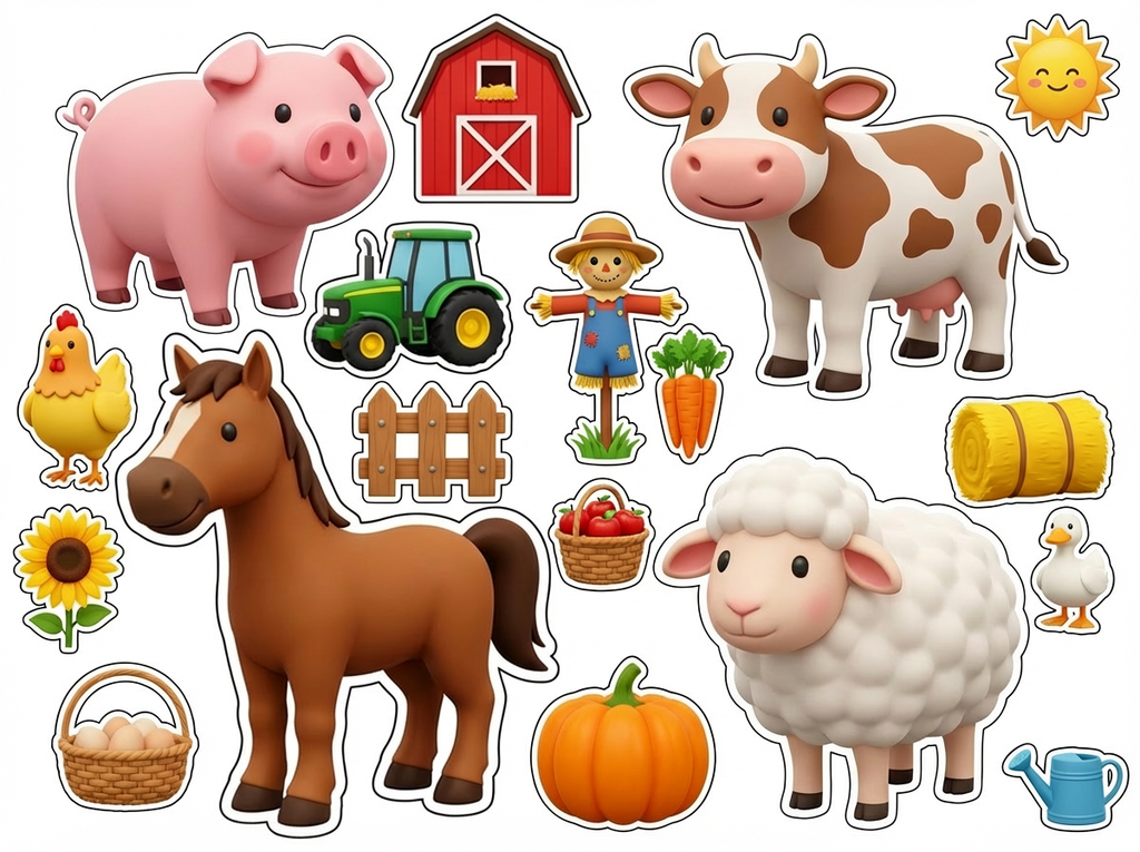 Farm Animals cutout sheet