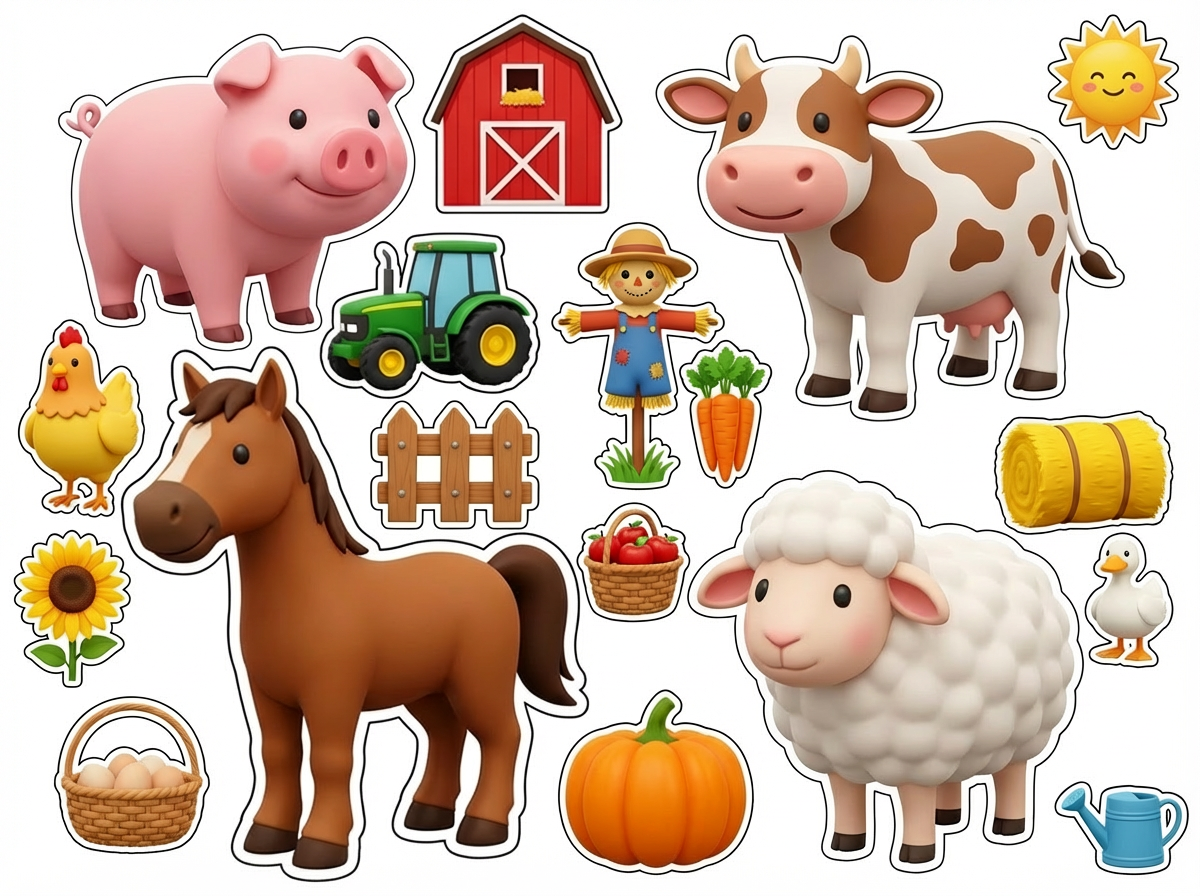 Farm Animals cutout sheet