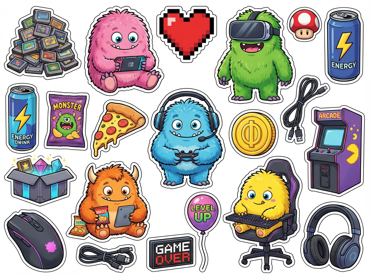 fluffy cute Monsters gaming cutout sheet