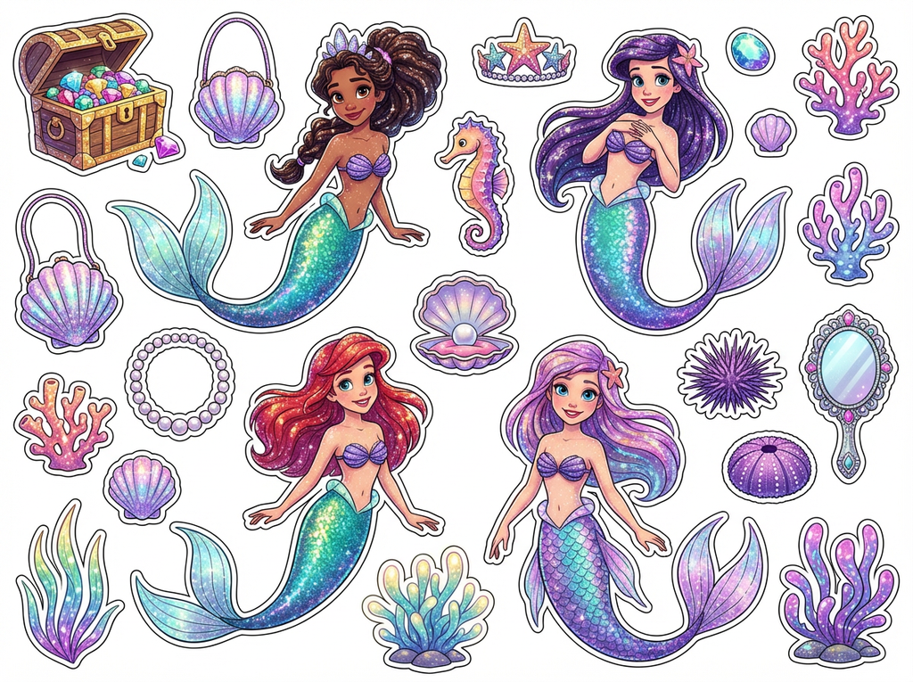 sparkly mermaids cutout sheet