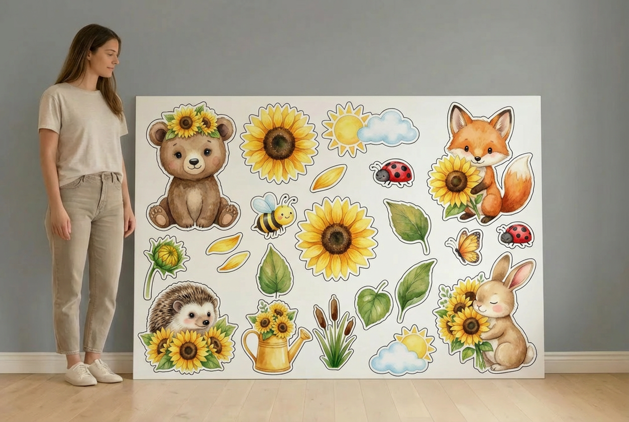 Sun Flowers and Cute Animals - Size Guide