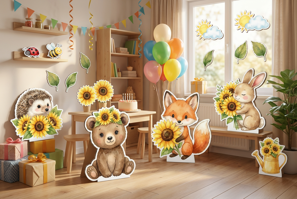 Sun Flowers and Cute Animals - Scene 1
