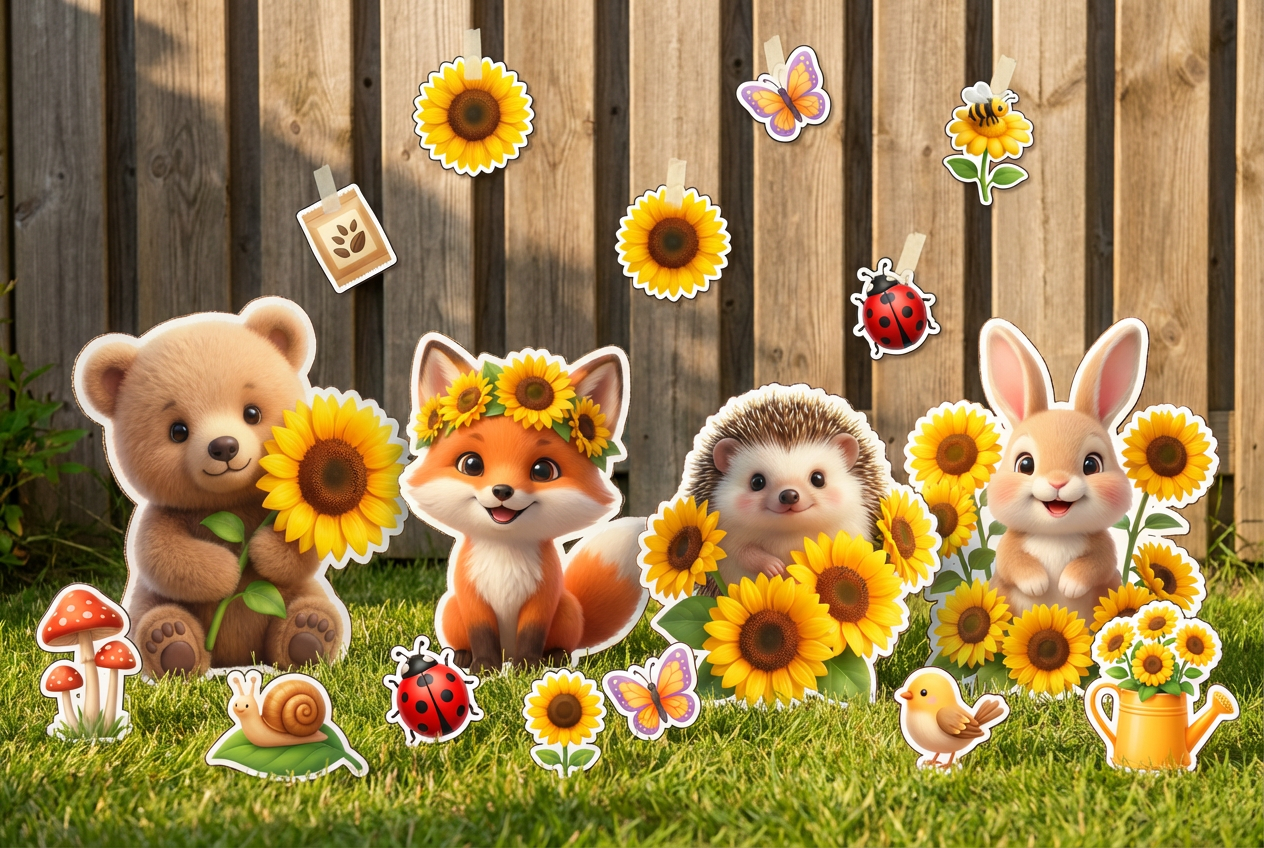 Sun Flowers and Cute Animals product showcase