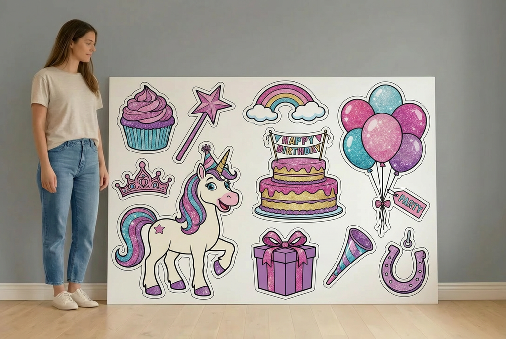 unicorn happy birthday glitter - Size Guide