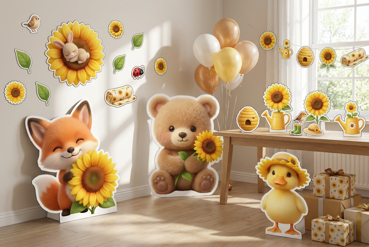 Sun Flowers and Cute Animals 2 scene mockup 1
