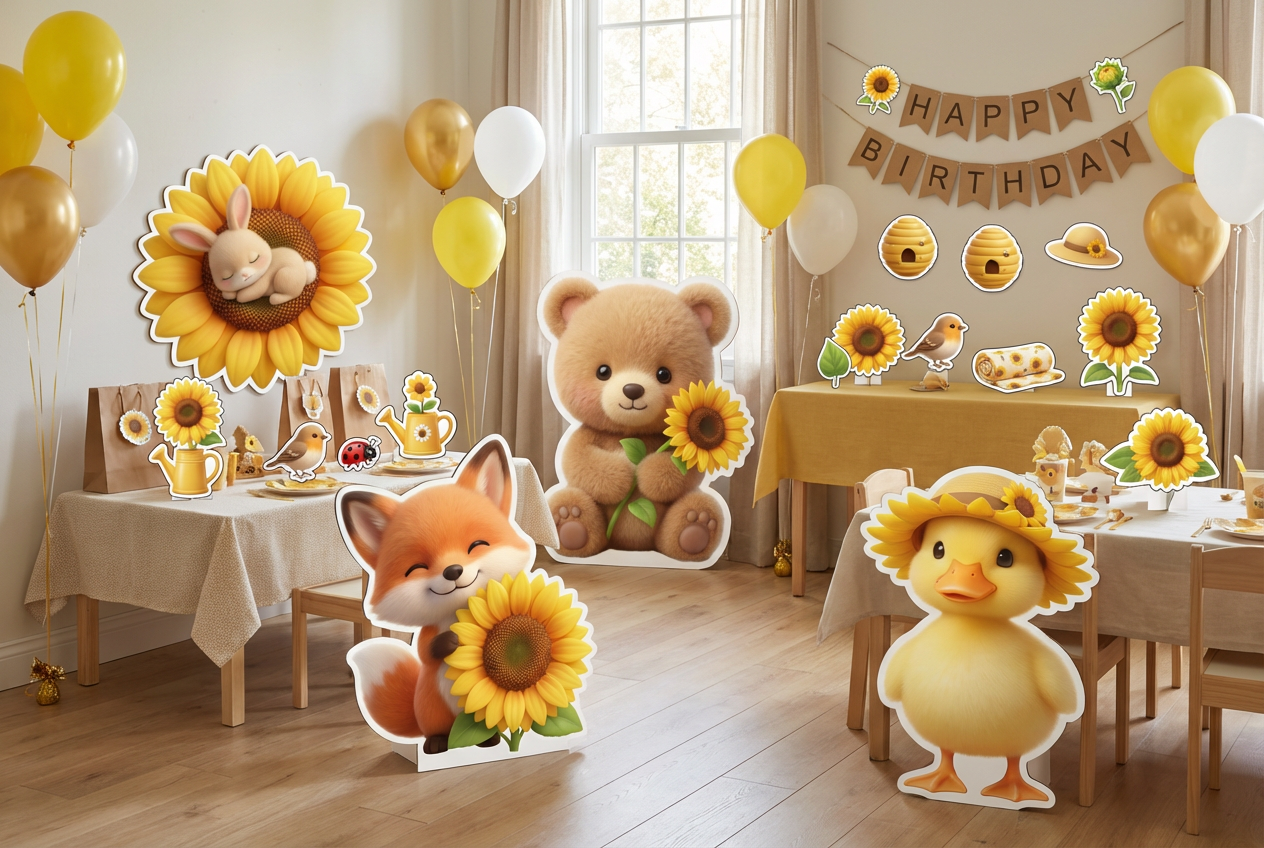 Sun Flowers and Cute Animals 2 scene mockup 2