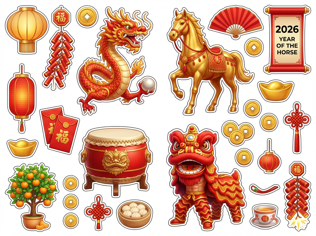 Chinese New Year 2026 Year of the Horse, dancing dragon - Main Artwork