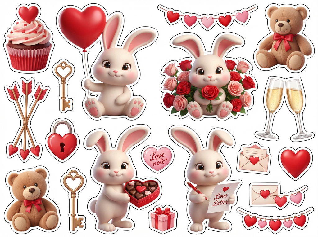 Valentine Bunnies cutout sheet