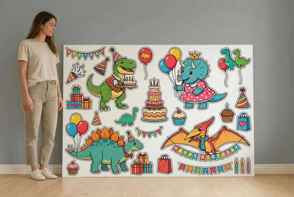 Dinosaurs with cute outfits birthday size guide
