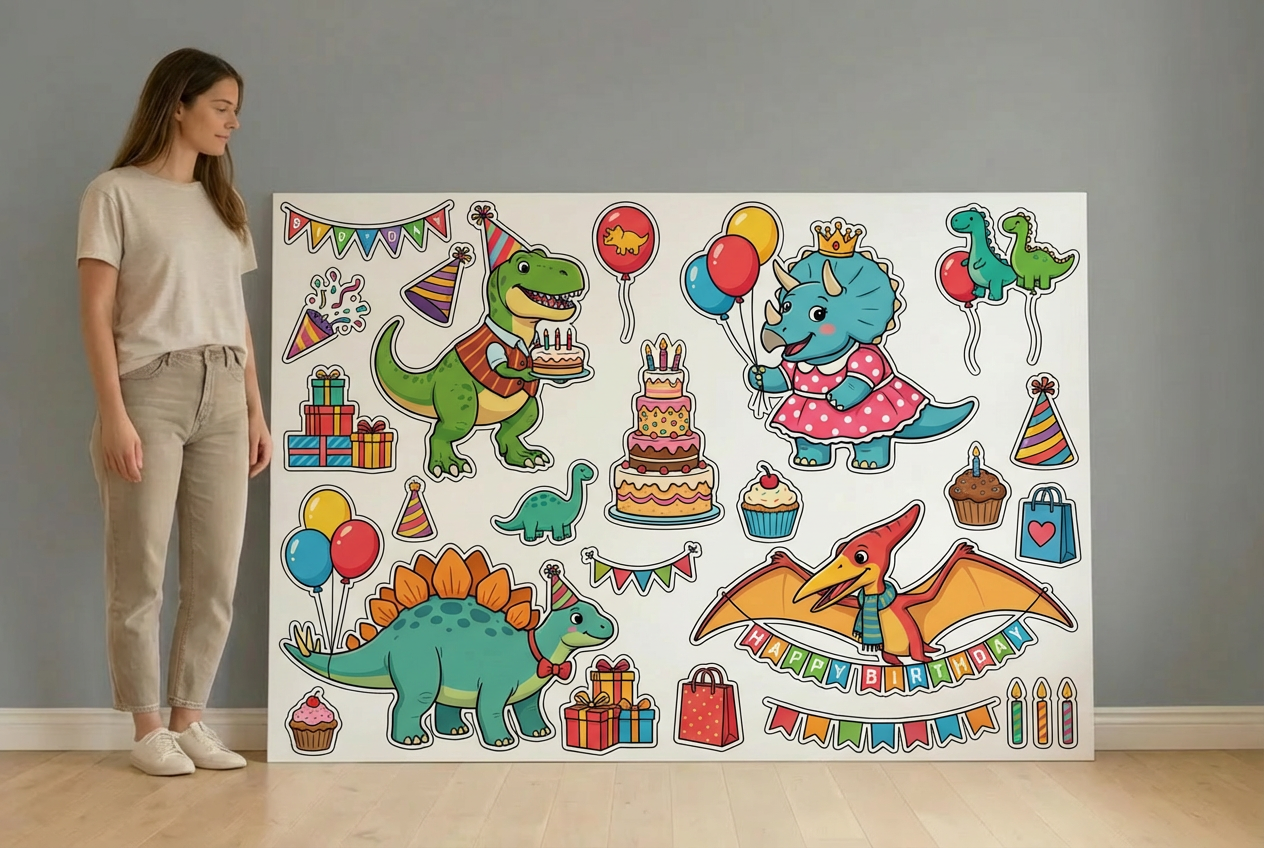 Dinosaurs with cute outfits birthday size guide