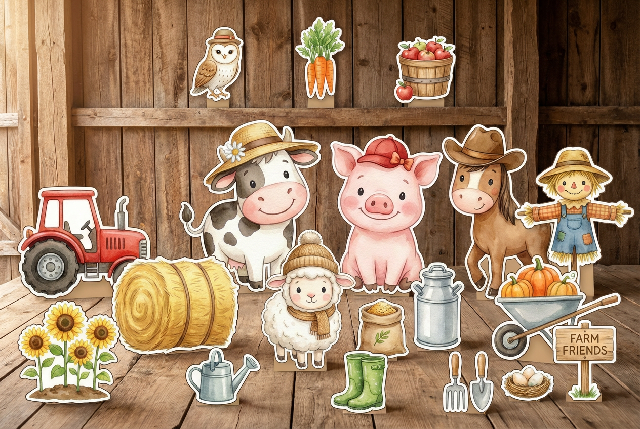 Cute Farm animals with hats on product showcase