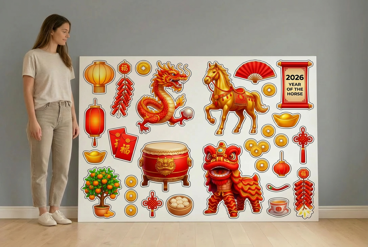 Chinese New Year 2026 Year of the Horse, dancing dragon - Size Guide