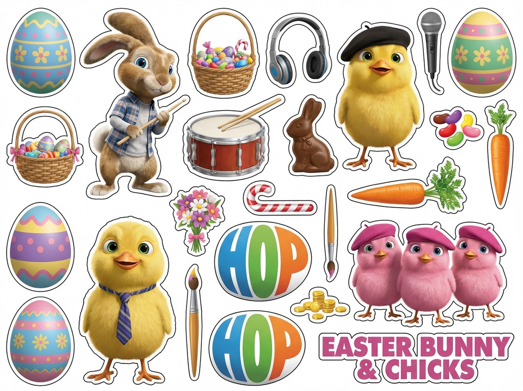 Easter Bunny & Chicks cutout sheet