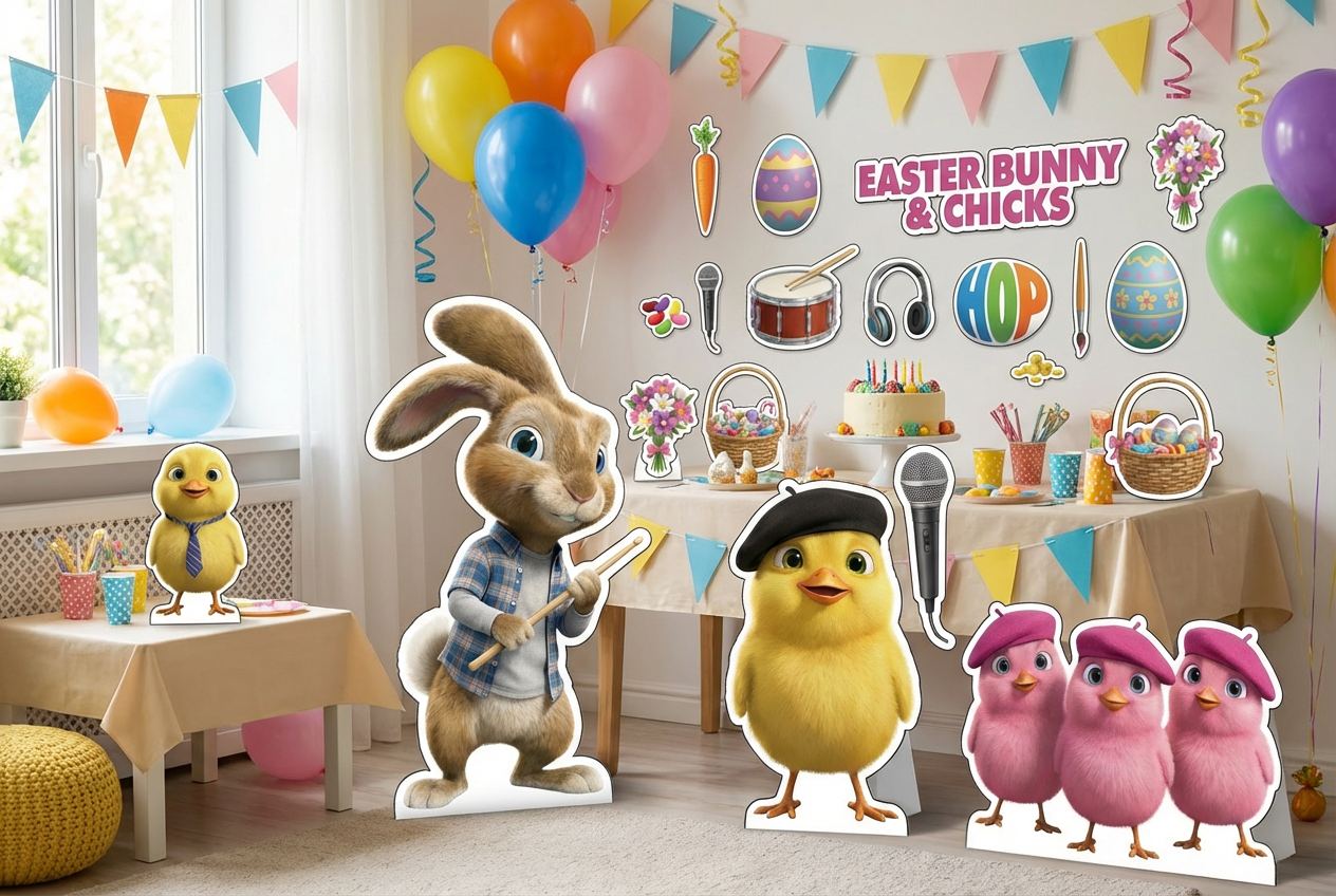 Easter Bunny & Chicks scene mockup 2