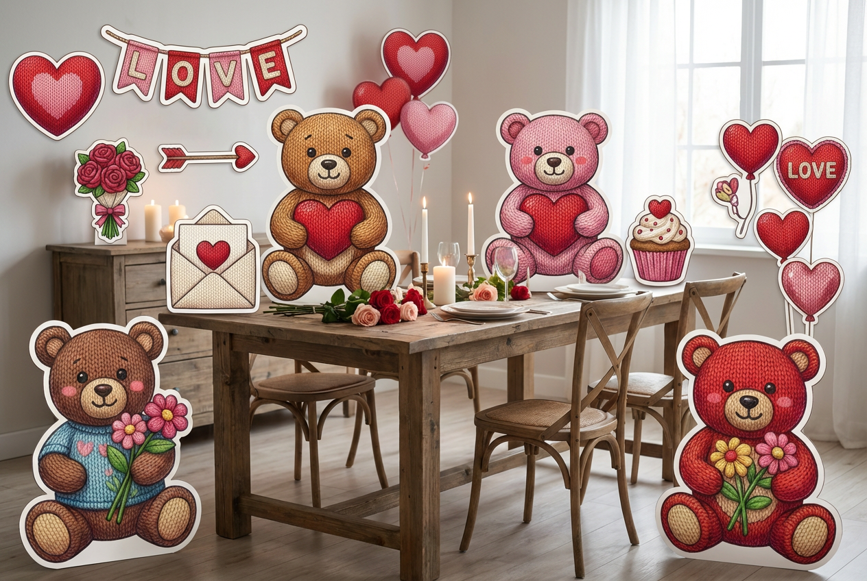 Valentine Knitted Bears - Scene 1