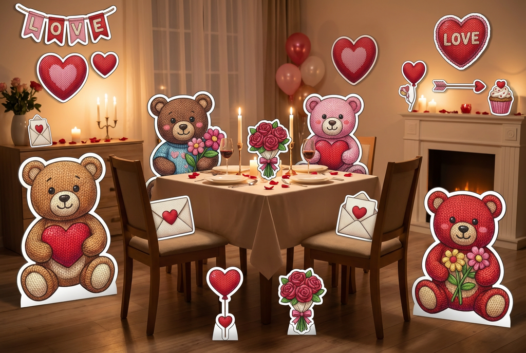 Valentine Knitted Bears - Scene 2