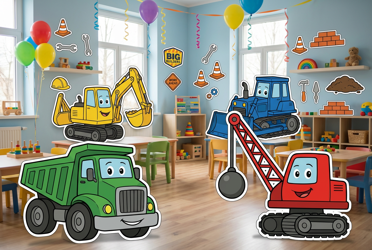 Construction Diggers scene mockup 2