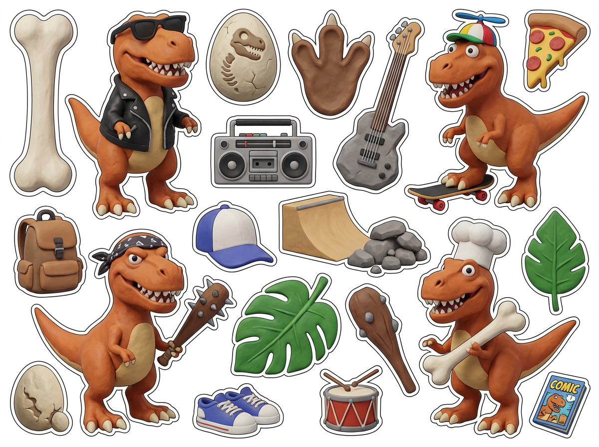 Dinosaur Gang cutout sheet