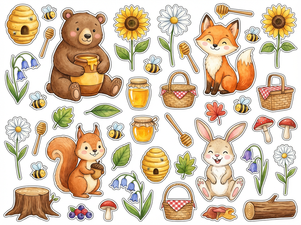 Honey Pot Bear & Friends cutout sheet