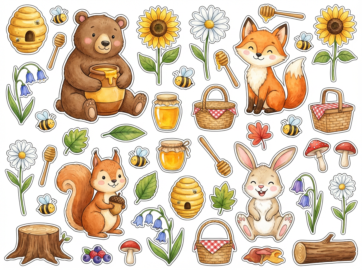 Honey Pot Bear & Friends cutout sheet