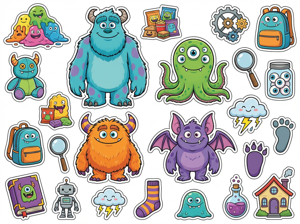 Friendly monsters cutout sheet