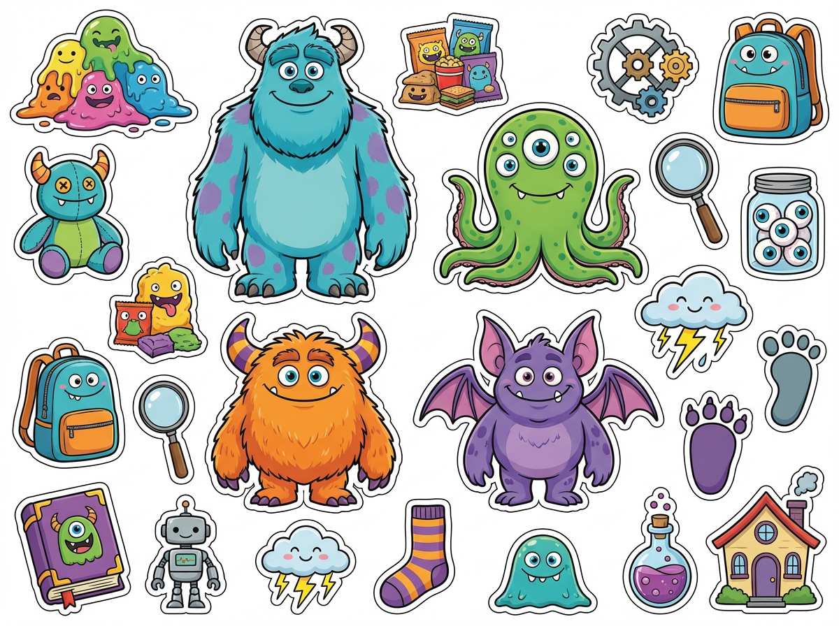Friendly monsters cutout sheet