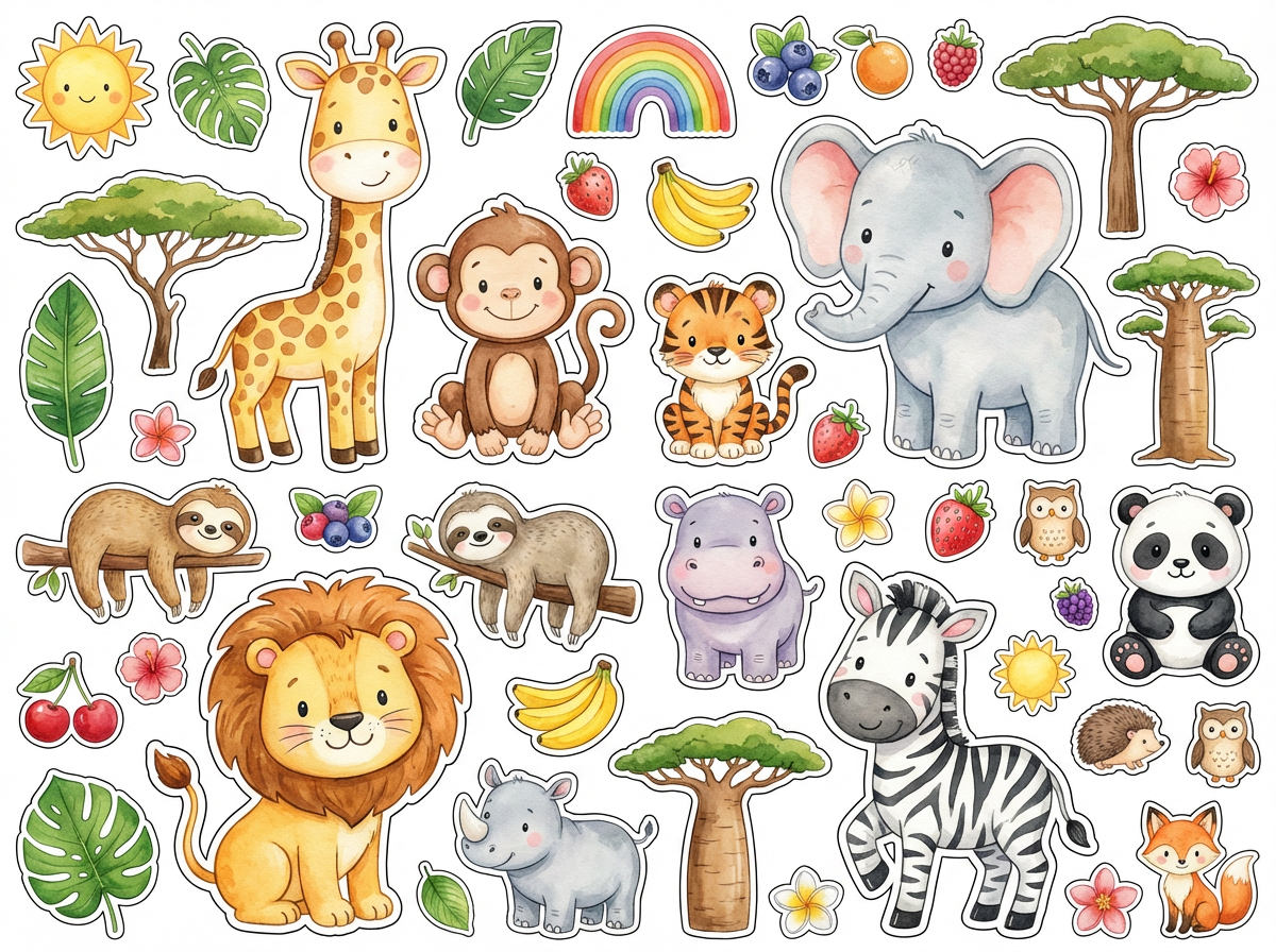 Cute Wild Animals cutout sheet