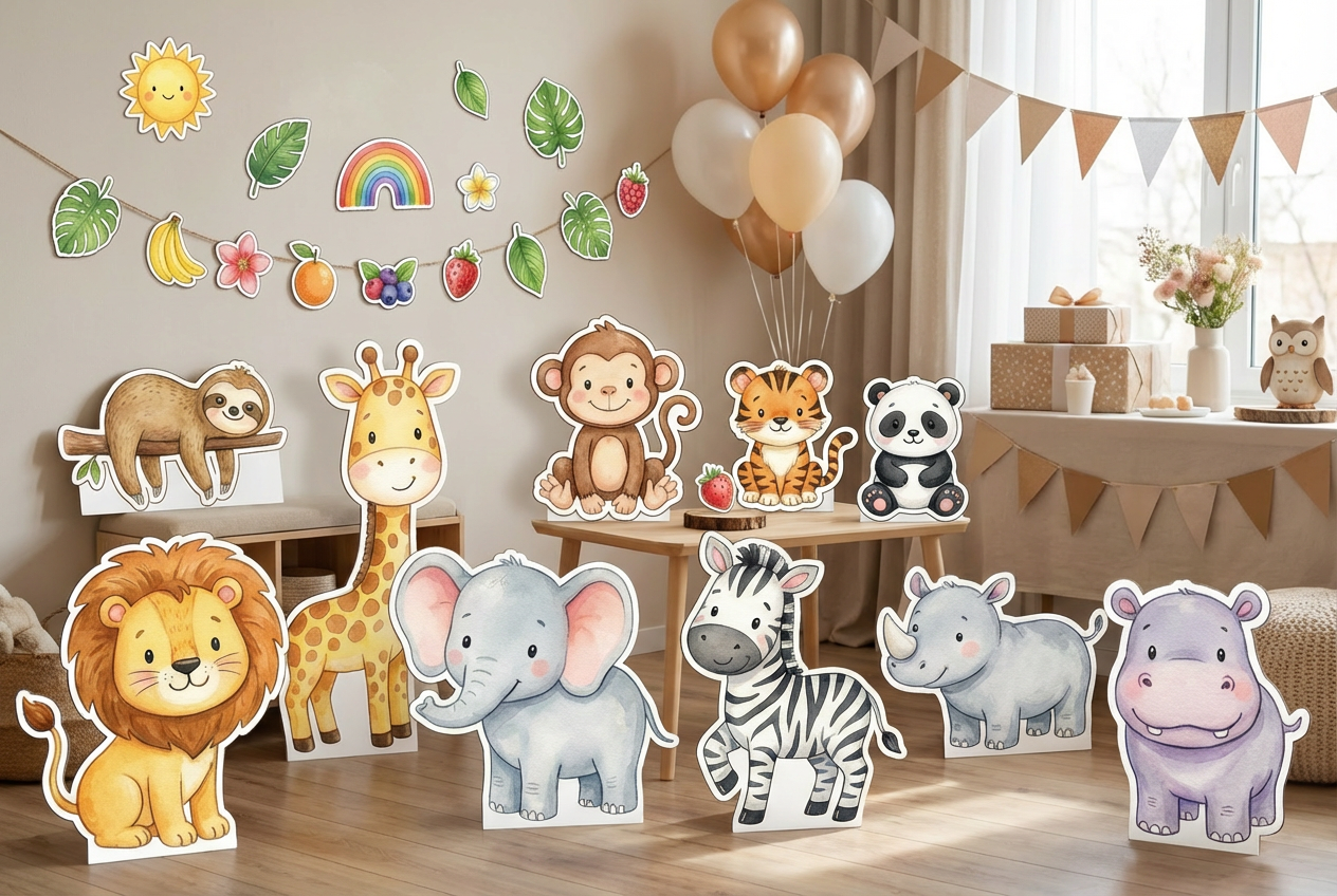 Cute Wild Animals scene mockup 1