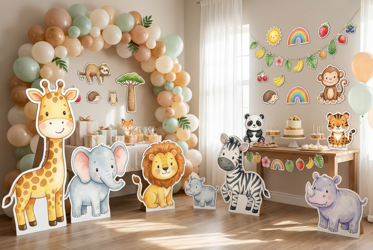 Cute Wild Animals scene mockup 2