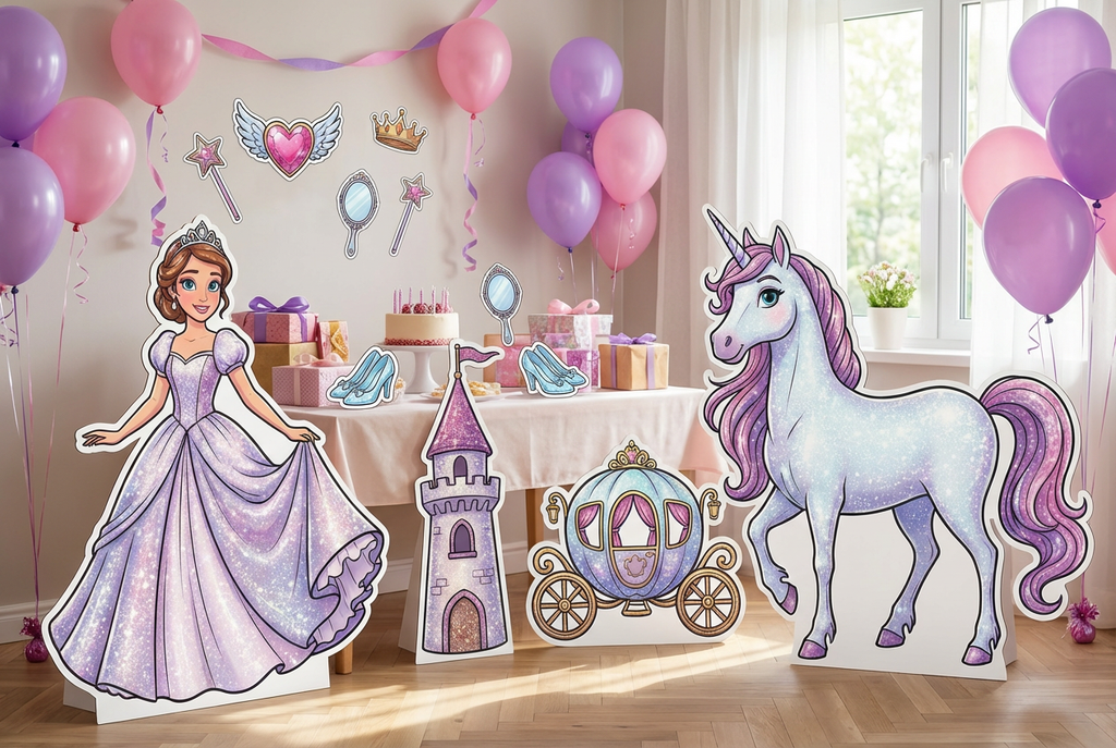 sparkly princess with unicorn scene mockup 2