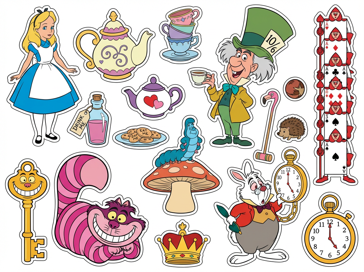Alice in Wonderland cutout sheet