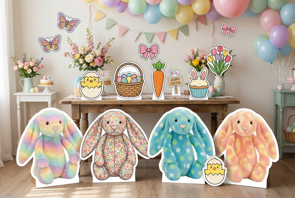 Easter Colourful Rabbits scene mockup 2