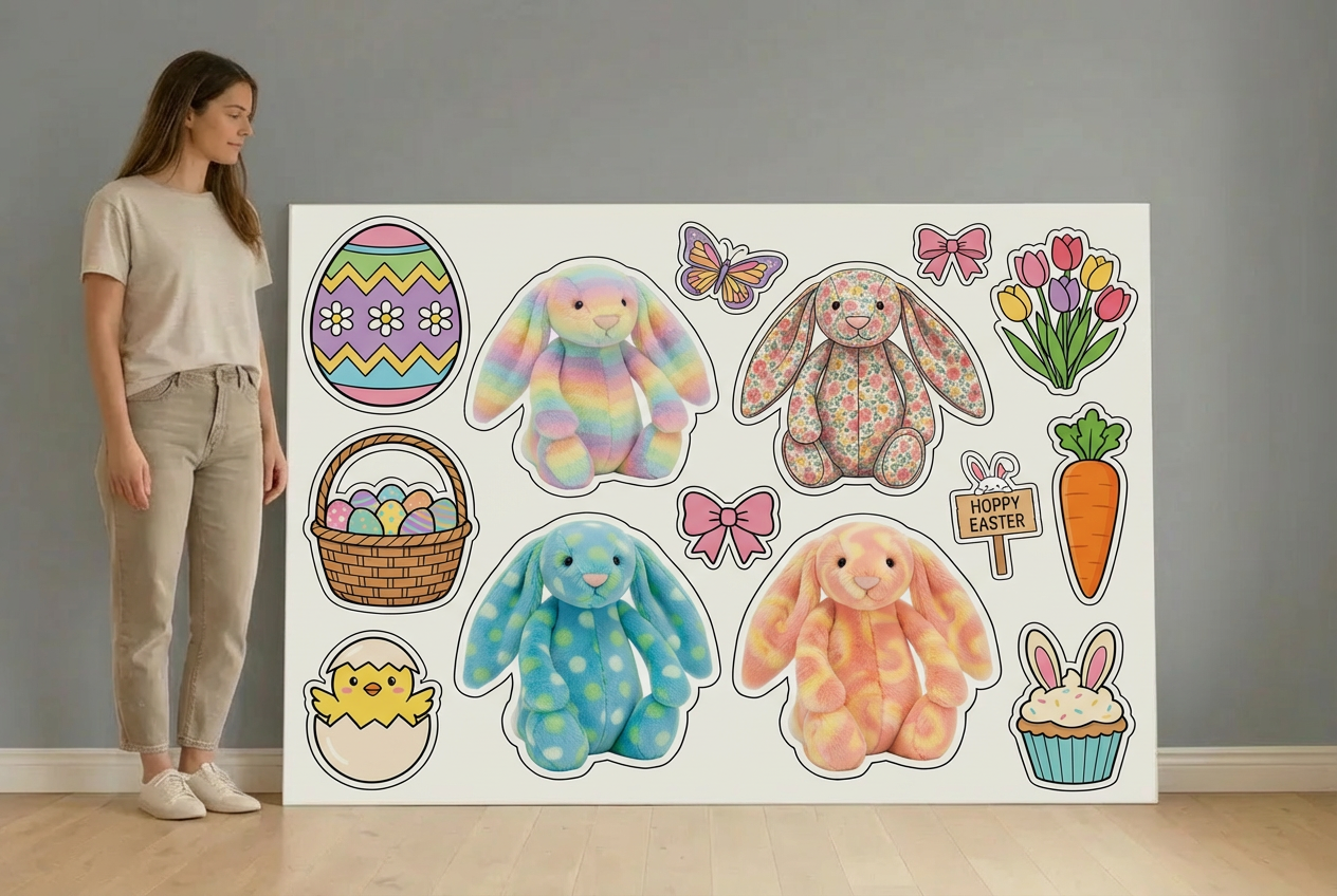 Easter Colourful Rabbits size guide